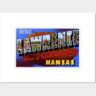 Greetings from Lawrence, Kansas - Vintage Large Letter Postcard Posters and Art